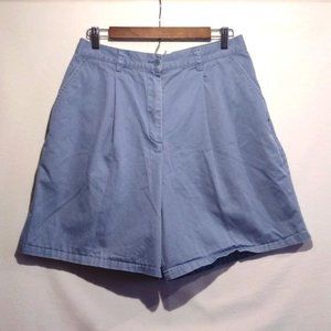 Ralph Lauren Women's 100% Cotton Shorts Pleated Light Blue Size 14